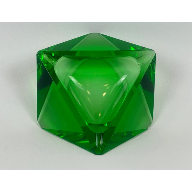 Art Deco Green Glass Ashtray attributed to Moser, 1930s For Sale - Image 6 of 10