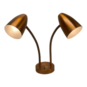 Vintage 1950's Double Gooseneck Brushed Copper Desk Lamp