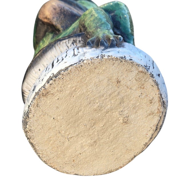 Anthropomorphic Frog Playing Guitar Mushroom Cement Sculpture Yard Art Statue For Sale - Image 13 of 18
