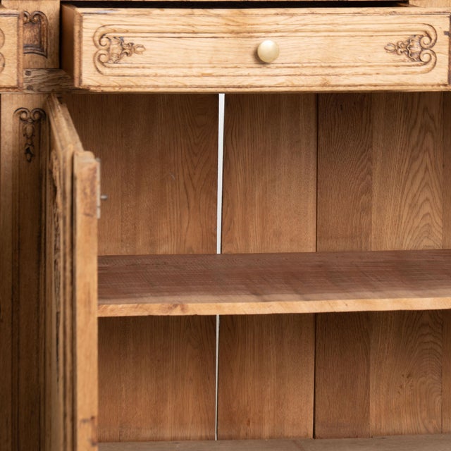 19th Century Large French Carved Bleached Oak Sideboard Buffet For Sale - Image 12 of 18
