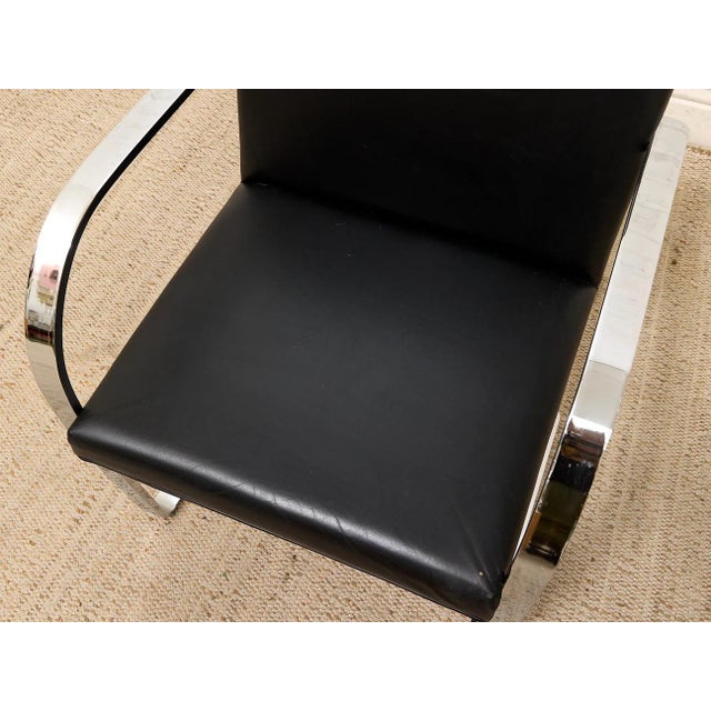 Mid 20th Century Styled After Mies Van Der Rohe Flat Bar Brno Chair in Black Leather & Chrome For Sale - Image 9 of 12