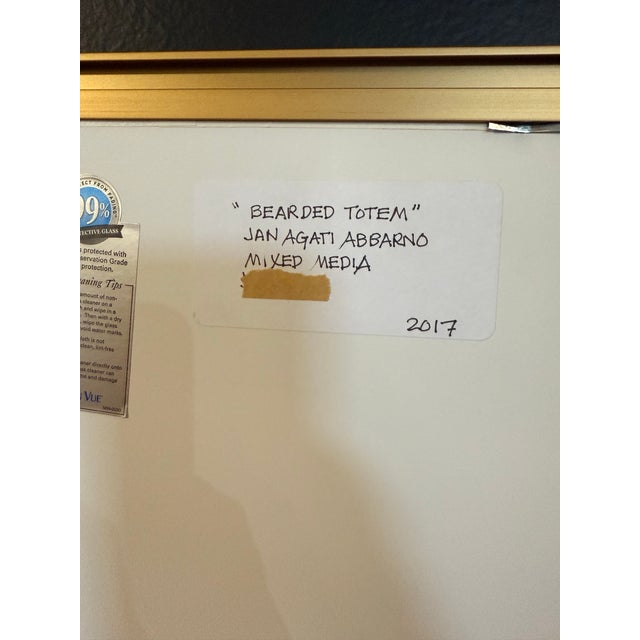 Off-white Mixed Media Abstract Painting Titled “Bearded Totem” by Jan Agate Abbarno For Sale - Image 8 of 8