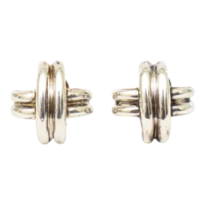 1990s Tiffany Sterling Silver Criss Cross Lever Back Earrings - 2 Pieces