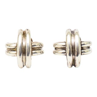 Tiffany Sterling Silver Criss Cross Lever Back Earrings 1990's Pair Of For Sale