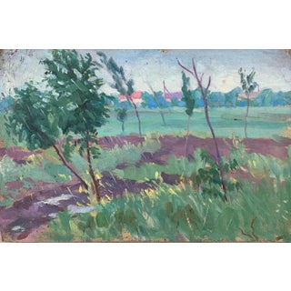 Impressionist Oil Painting: Ukrainian Rural Landscape, 1970s For Sale