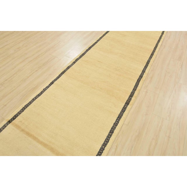 Farmhouse Bokhara Runner 3’6” X 15’2” Beige Wool Hand-Knotted Oriental Rug For Sale - Image 3 of 13