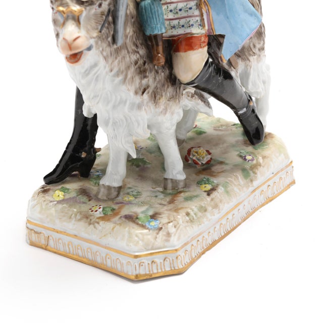 Antique Dresden Porcelain Figure of Count Bruhle’s Tailor and Goat For Sale - Image 10 of 12