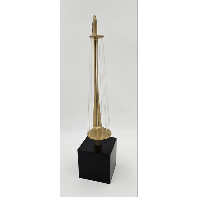 Vintage Signed Brass Acrylic Strands Abstract Surrealist Harp Sculpture C 1960s For Sale In Dallas - Image 6 of 15