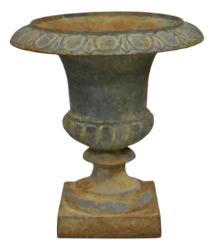 Antique Cast Iron 12.5" French Classical Small Urn Garden Flower Planter Pot