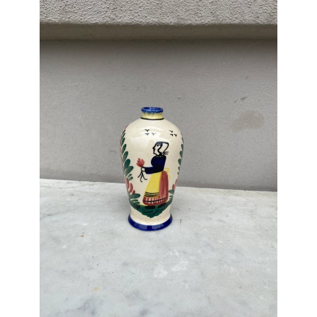 1920s French Faience Vase Hb Quimper, Circa 1920 For Sale - Image 5 of 5