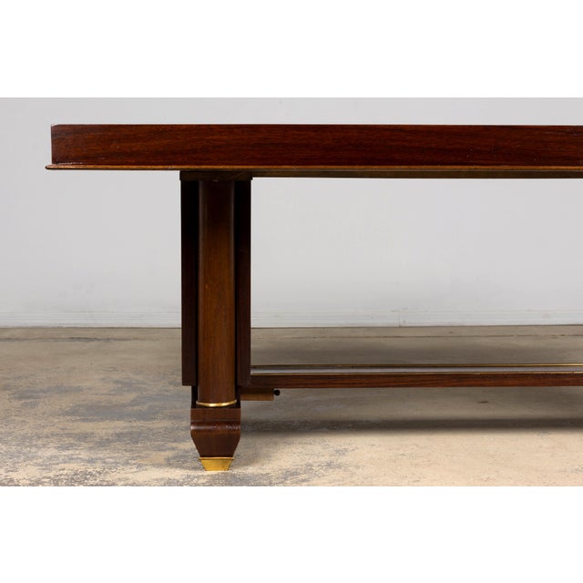 1930s Art Deco Rosewood and Brass Dining Table, Jules Leleu Style, 1930s For Sale - Image 5 of 18
