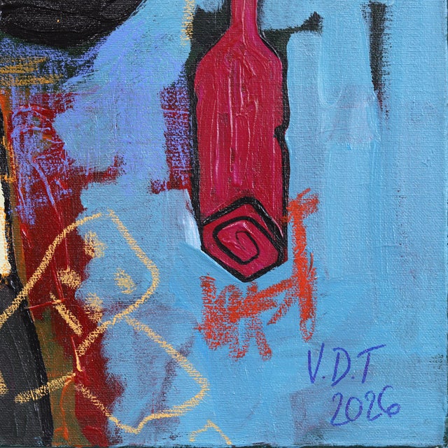 Textile Rainy Apartment - Original Figurative Cubist Mixed Media Painting on Canvas by Valerie Etitinwo For Sale - Image 7 of 9