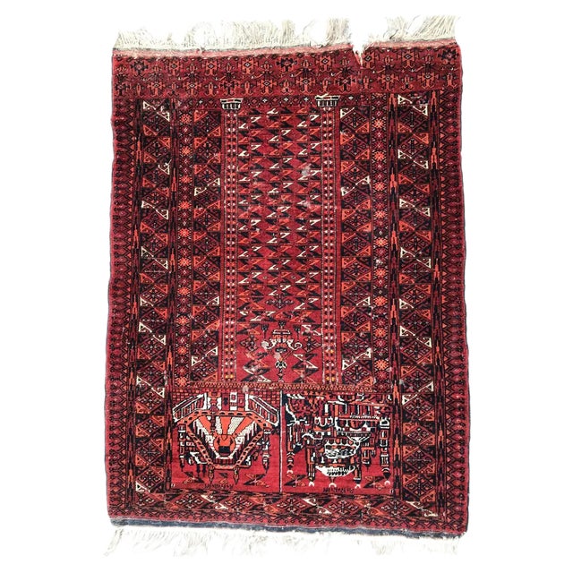 Antique Turkmen Afghan Prayer Rug For Sale
