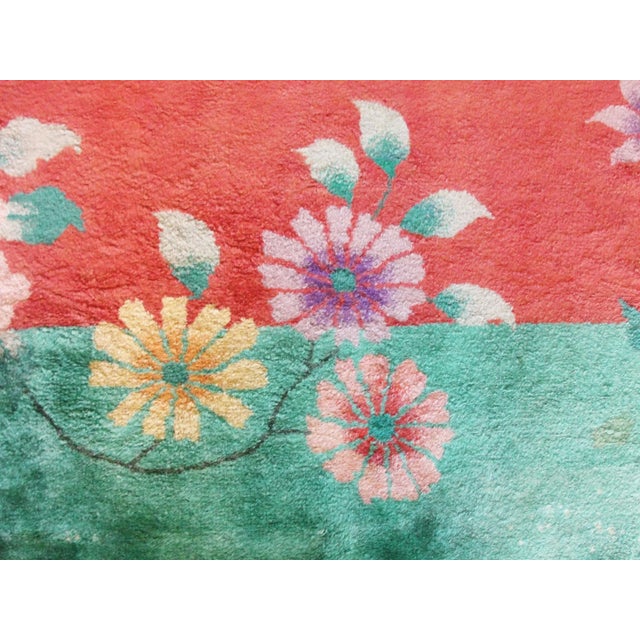 Red Antique Art Deco Chinese Oriental Rug-8'8" X 11'4" For Sale - Image 8 of 11