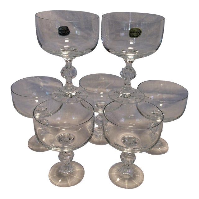 Vintage Czech Leaded Crystal Dessert Coupes Glasses by Bohemia Set of
