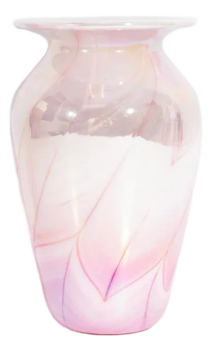 Gibson Glass 1990 Pink Iridescent Art Glass Vase