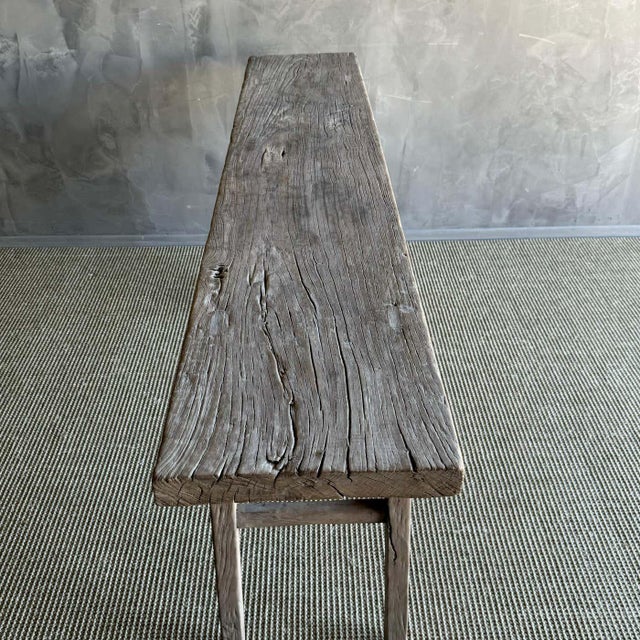 Vintage Elm Wood Console Table 77.5" For Sale In Los Angeles - Image 6 of 6