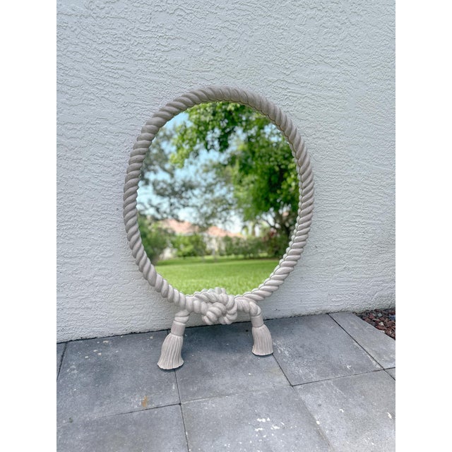 Vintage Rope Frame Oval Mirror With Tassel Detail For Sale - Image 14 of 14