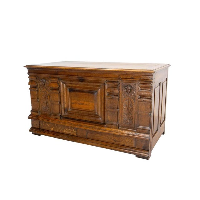 French Louis XIII Carved Oak Desk with Putti, 1880s For Sale - Image 4 of 15
