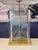 Vintage Frederick Raymond lucite lamps with an etched lily motif, brass accents, and a crisp rectangular shade. Clean...
