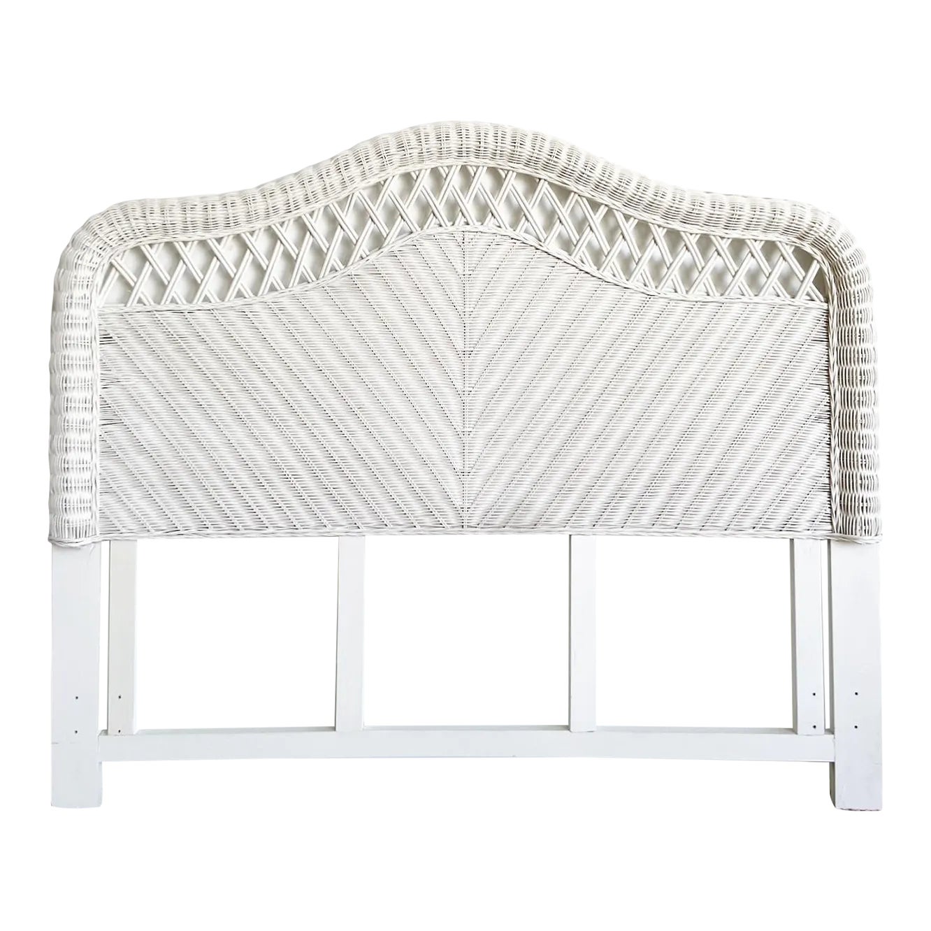 Boho Chic White Wicker Queen Size Headboard Chairish