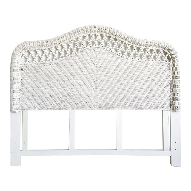 Boho Chic White Wicker Queen Size Headboard Chairish
