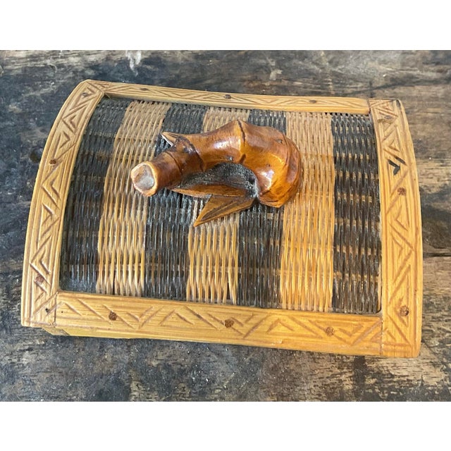 Vintage Shanghai Handicrafts Zebra Basket For Sale - Image 10 of 12