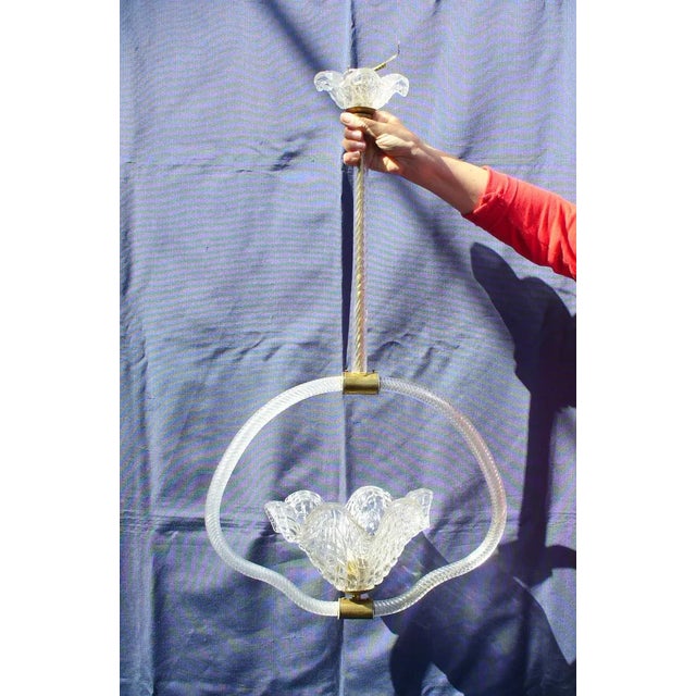 Metal Pendant Light by Ercole Barovier for Barovier & Toso, 1940s For Sale - Image 7 of 9