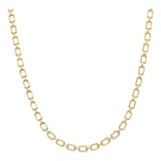 Gold Vermeil .925 Sterling Silver 1/4 Cttw Diamond Bold Octagonal Link Necklace For Sale