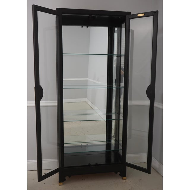 Chinoiserie Ebonized Black Chinoiserie Style Curio Display Cabinet For Sale - Image 3 of 15