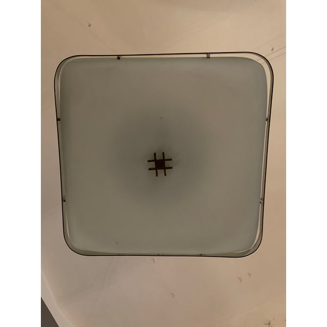 Vintage Italian Pendant in Glass and Brass by Pietro Chiesa for Fontana Arte, 1940s For Sale - Image 6 of 14