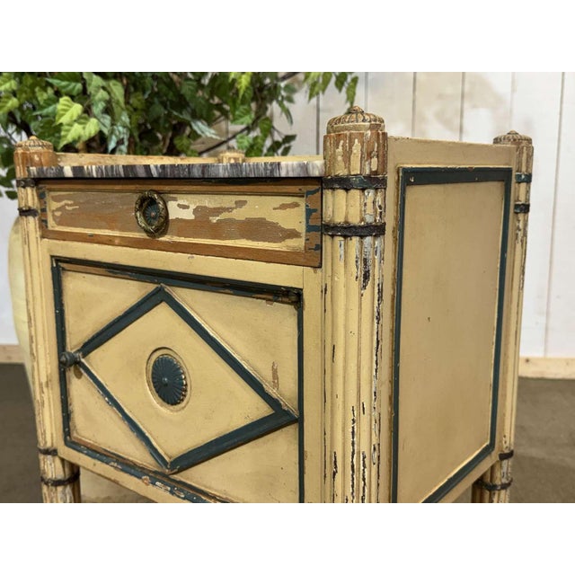 Beige Louis XVI Bedside Table in Beechwood with a Marble Top, 19th Century For Sale - Image 8 of 18