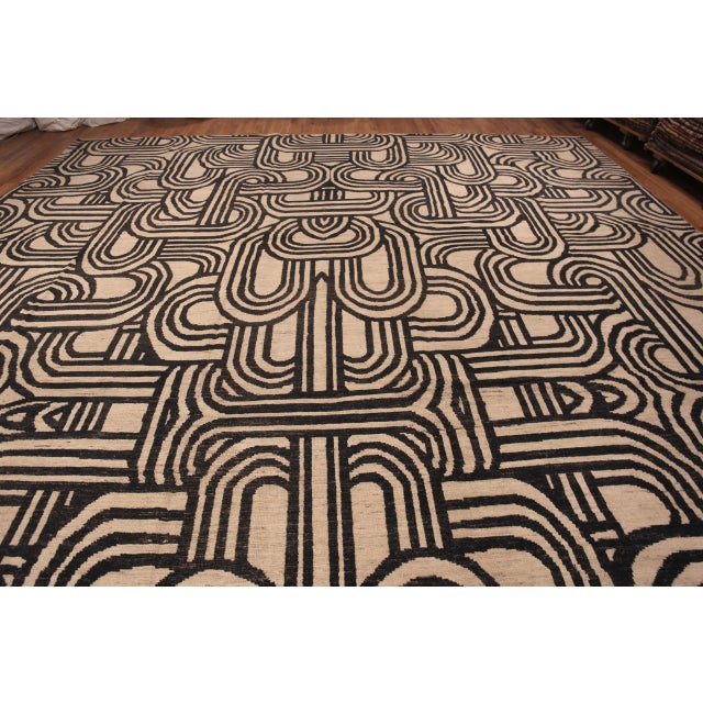 Oversized Art Deco Style Modern Rug For Sale - Image 4 of 9