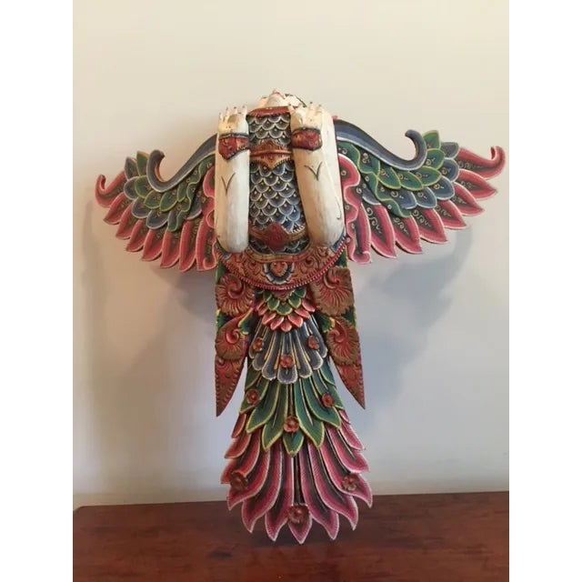 Vintage Balinese Flying Garuda Carved Sculpture For Sale - Image 12 of 13