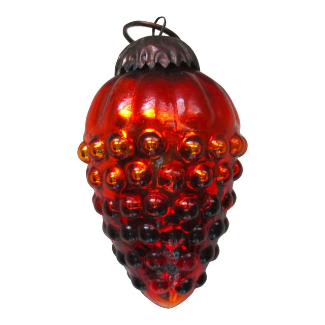 Antique Red Glass German Cluster of Grapes Kugel Christmas Ornament For Sale
