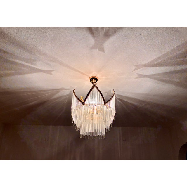Vintage Tiered Glass Rod Chandelier – Dramatic Shadow Light For Sale - Image 11 of 17