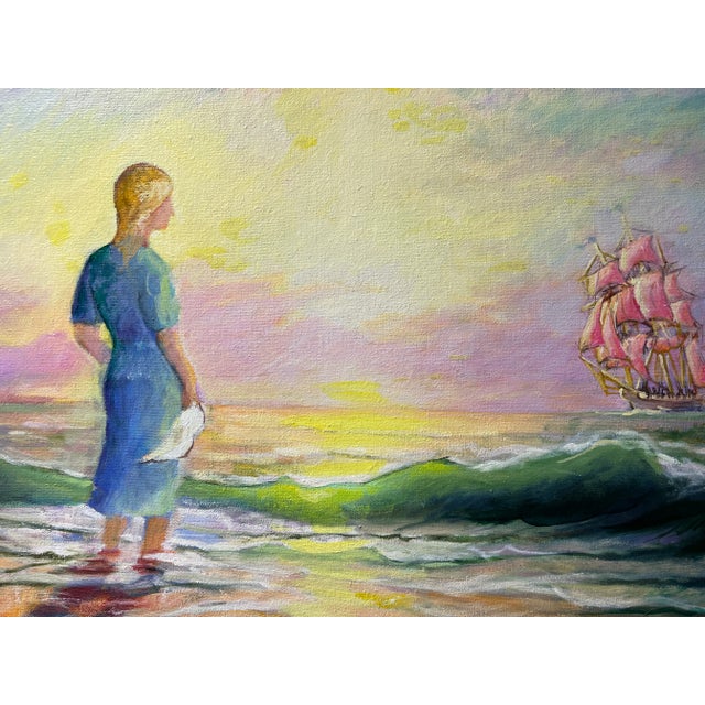 n.i. Dobritsin Russian Oil Painting at Dawn Girl Scarlet Sails Seascape Signed For Sale In Jacksonville, FL - Image 6 of 11