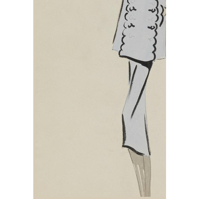 Vintage French Fashion Art Print – Art Deco Woman in Pale Blue, 30" X 40" For Sale In Buffalo - Image 6 of 8