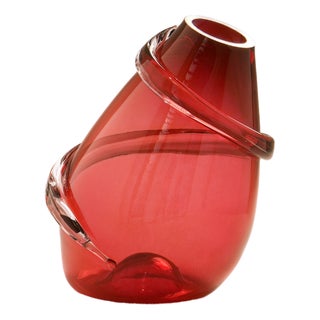 Drop Big Spiral Vase in Red Glass, 1990s For Sale