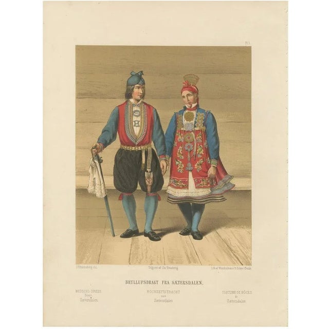 Saetersdalen Couple in Wedding Dress, 1800s, Paper For Sale - Image 10 of 10