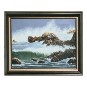 Crashing Barrel Waves, Mid Century Pacific Coast Seascape by Elsie Grace