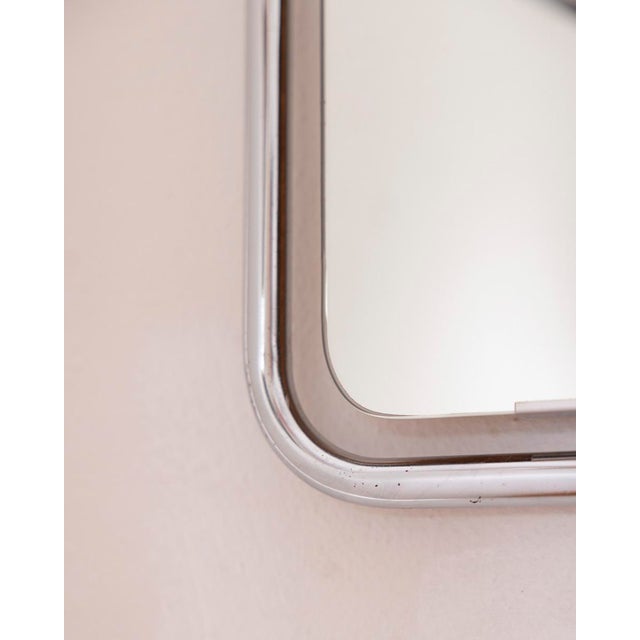 Silver Vintage Italian Chrome Metal Wall Mirror, 1970s For Sale - Image 8 of 10
