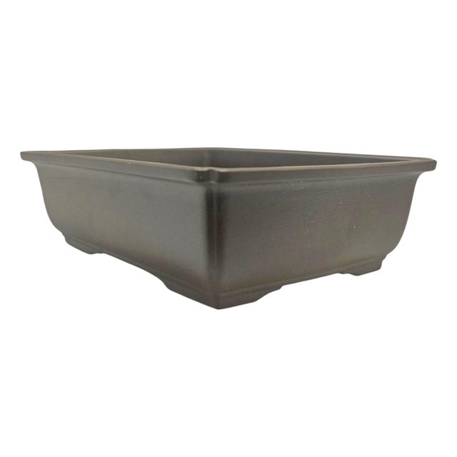Japanese Mid-to-Late 20th Century Japanese Brown Rectangular Ceramic Bonsai Planter For Sale - Image 3 of 12