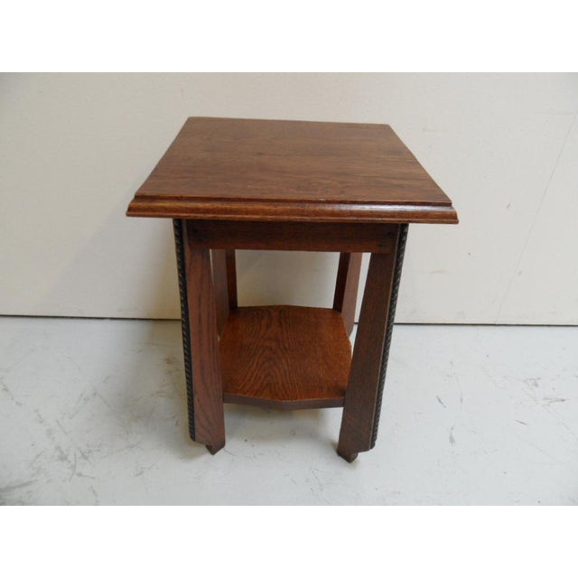 Antique Art Nouveau Oak Side Table, 1890s, in Very Good conditions. Designed 1890 to 1919