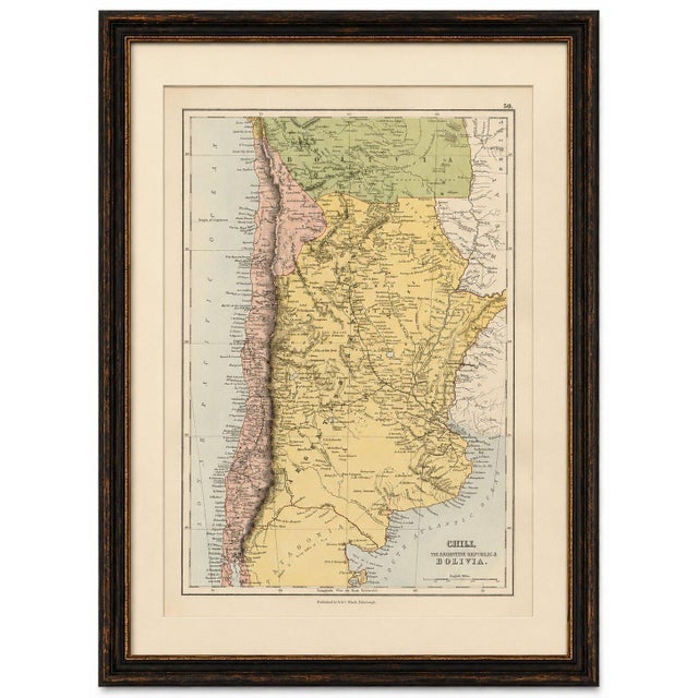 Antique Map of Chile, Argentina and Bolivia from Bartholomew, 1884 For Sale - Image 3 of 9