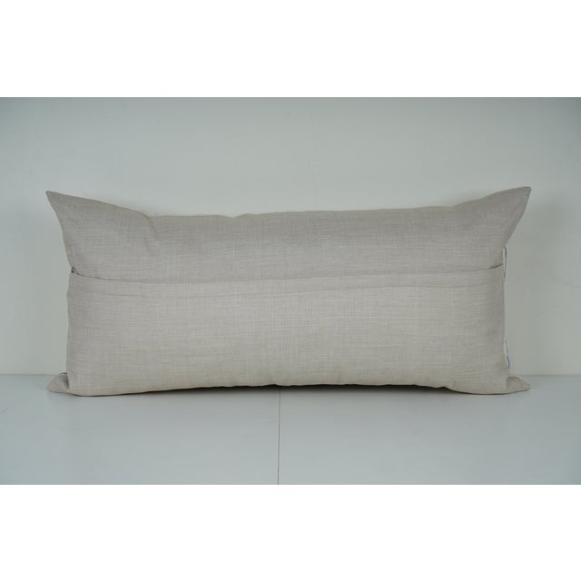 1990s Blue Suzani Lumbar Pillow Cover For Sale - Image 5 of 5