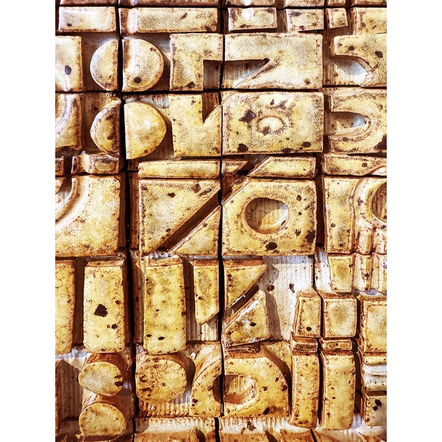 Mid 20th Century Mid 20th Century Brutalist Abstract Studio Ceramic Wall Sculpture Art Tiles For Sale - Image 5 of 6