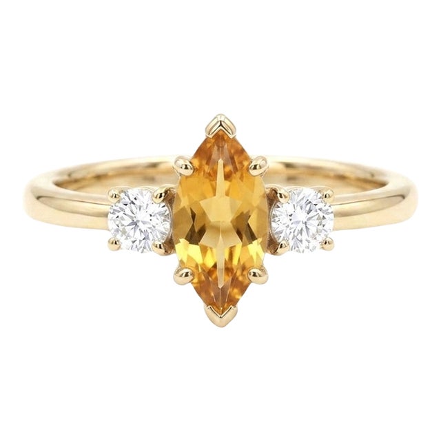 Citrine Wedding Ring - Marquise Cut Gemstone Statement Ring - November Birthstone Ring Us 7 For Sale