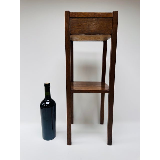 Antique Arts & Crafts Oak Fern Stand With Drawer, Mission Plant Stand, Quarter Sawn Oak For Sale - Image 13 of 13
