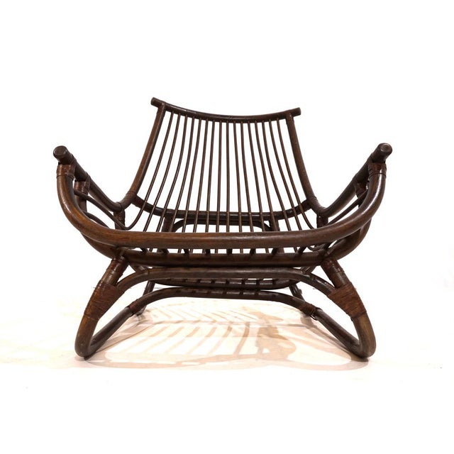Set of Manou Rattan Pagoda Lounge Chair with Ottoman, 1970s For Sale - Image 4 of 18